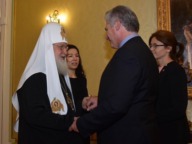 Recibe Patriarca de la Iglesia Ortodoxa Rusa a Díaz-Canel 