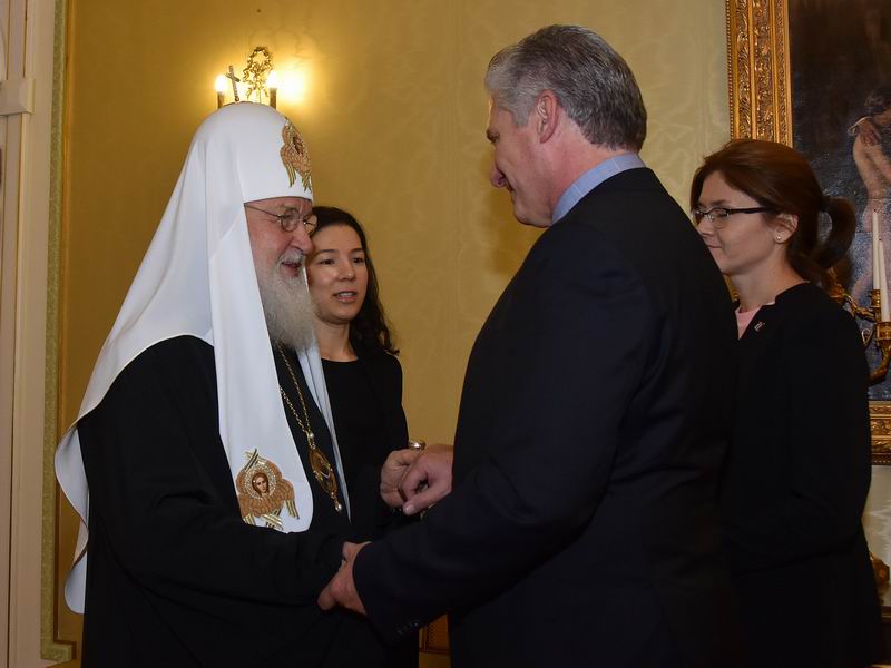 Recibe Patriarca de la Iglesia Ortodoxa Rusa a Díaz-Canel