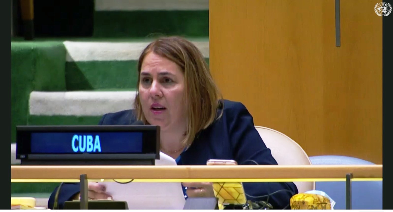 Por su parte, Cuba presentó, en nombre de un conjunto de 20 delegaciones, una enmienda que fortaleció aún más el mensaje que traslada esta resolución, al incorporar al texto el llamado al levantamiento de las medidas coercitivas unilaterales contrarias a la Carta de las Naciones Unidas y el Derecho Internacional.