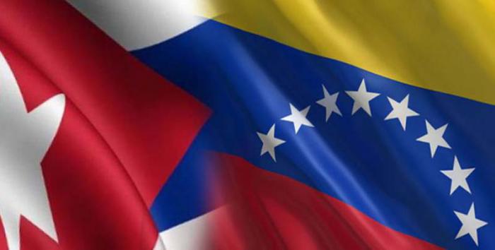 Cuban and Venezuelan flags.