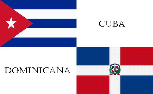 Flags of Cuba and the Dominican Republic.
