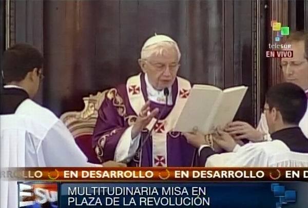 Benedicto XVI en Santa Misa de La Habana, Plaza de la Revolución. Foto Radio Rebelde/Telesur