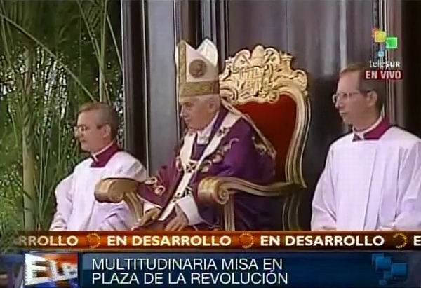 Benedicto XVI en Santa Misa de La Habana, Plaza de la Revolución. Foto Radio Rebelde/Telesur