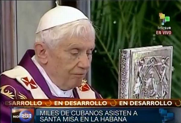 Benedicto XVI oficia Santa Misa en La Habana, Plaza de la Revolución. Foto Radio Rebelde/Telesur