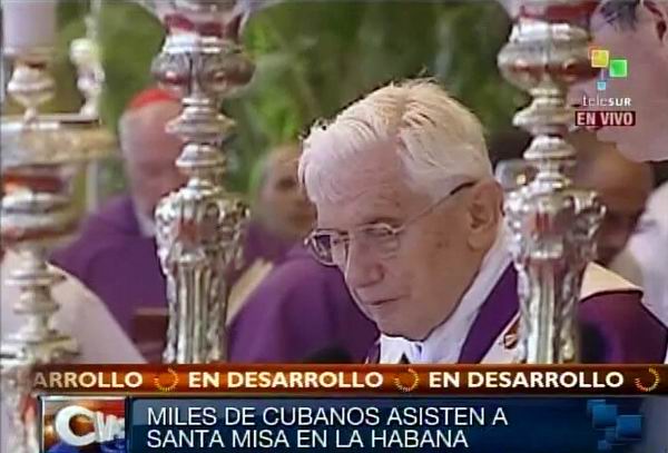 Benedicto XVI oficia Santa Misa en La Habana, Plaza de la Revolución. Foto Radio Rebelde/Telesur