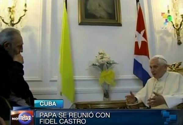 Sostiene Fidel Castro encuentro con Benedicto XVI. Foto: TeleSUR / Radio Rebelde