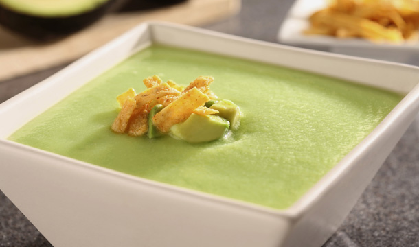 Exquisita crema de aguacate y calabaza