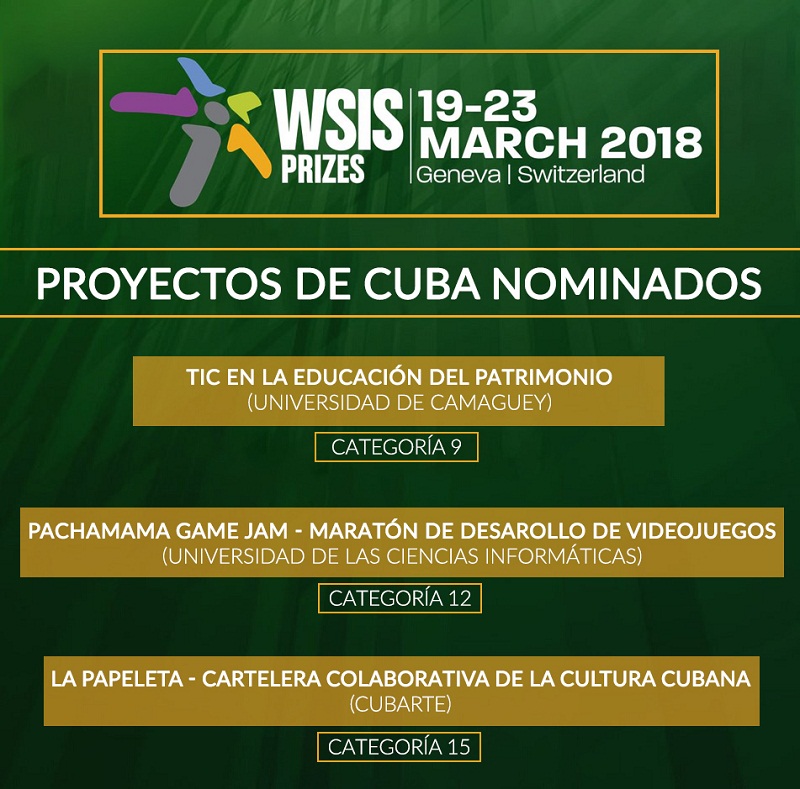 Proyectos cubanos nominados a WSIS 2018
