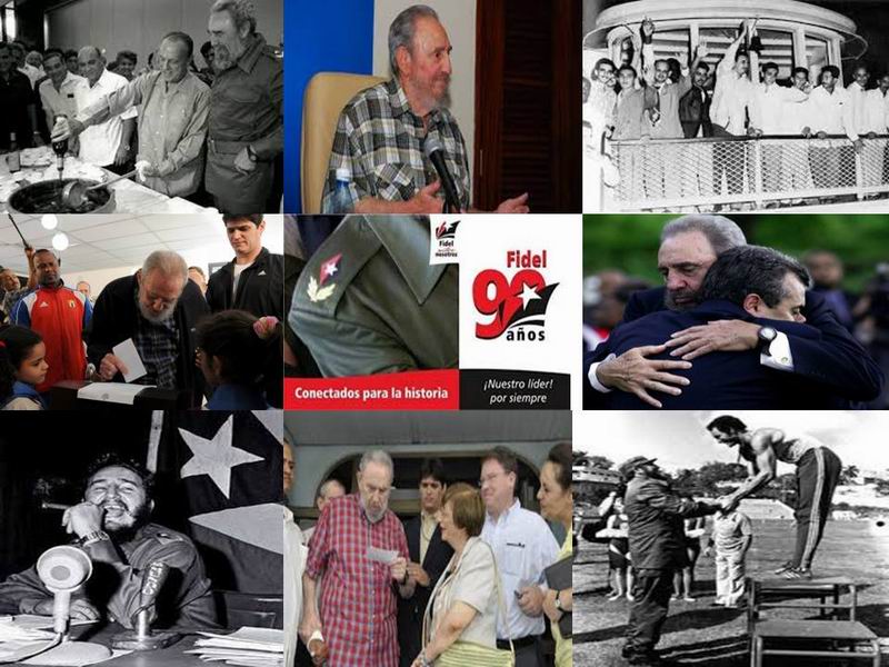 Collage de fotos Fidel 90. Cortesía de la Asociación de Pedagogos de Cuba (APC).