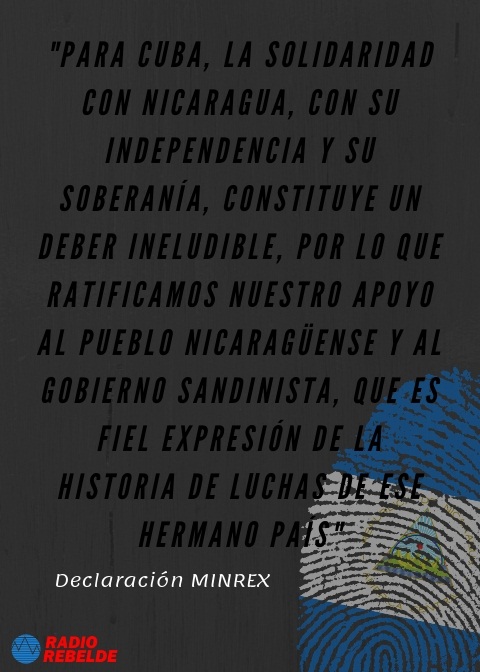 Cuba rechaza injerencia de Estados Unidos contra Nicaragua