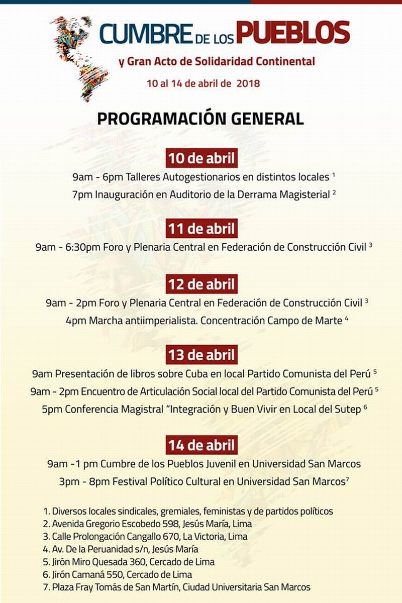 Programa de la Cumbre de los Pueblos