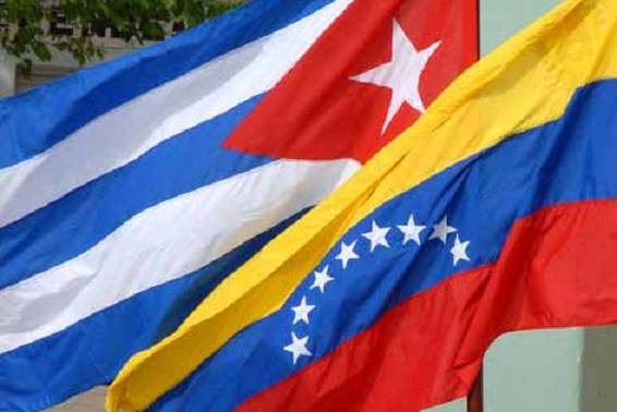Flags of Cuba and Venezuela.