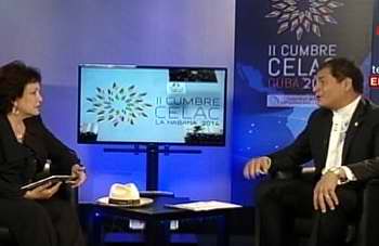 En entrevista exclusiva que realizara la cadena multinacional Telesur al presidente del Ecuador, Rafael Correa, resaltan algunas ideas claves que sustentan el lema que lidera la II Cumbre de la CELAC en la Habana: la lucha contra el hambre, la pobreza y la desigualdad. Foto Telesur En entrevista exclusiva que realizara la cadena multinacional Telesur al presidente del Ecuador, Rafael Correa, resaltan algunas ideas claves que sustentan el lema que lidera la II Cumbre de la CELAC en la Habana: la lucha contra el hambre, la pobreza y la desigualdad. Foto Telesur