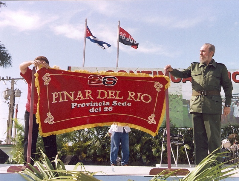 Fidel en Pinar del Río, sede del Acto por el  Aniversario 47 del Asalto a los cuarteles Moncada y Carlos M. de Céspedes