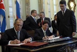 Bruno Rodriguez Parrilla and his Russian counterpart Serguei Lavrov