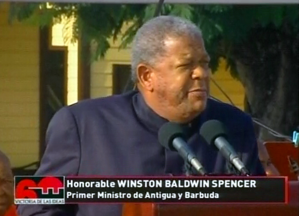 Winston Balwin Spencer, primer ministro de Antigua y Barbuda, durante el acto por el aniversario 60 de los hechos del 26 de Julio