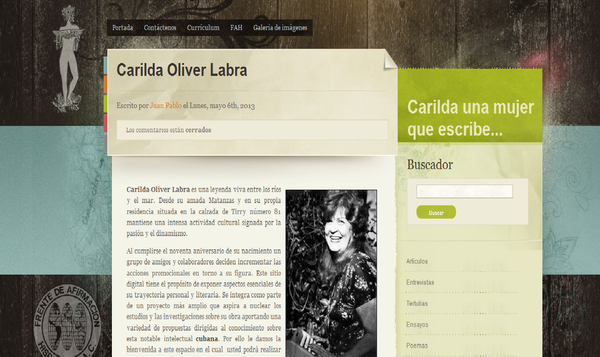 Carilda Oliver, anuncia su sitio en la red de redes