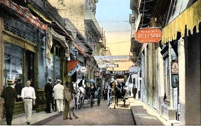 Calle O Reilly, postal antigua La calle Obispo, una de las más populares de La Habana