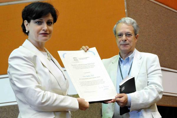 Teólogo brasileño Frei Betto recibe Premio Internacional José Martí de la UNESCO. Foto MArcelino Vázquez