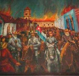 El 12 de enero de 1869 los patriotas cubanos incendian su primera capital, Bayamo, ante el avance de las fuerzas españolas.