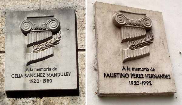 Varias placas se encuentran en la capitalina calle Obrapía; entre ellas, una en homenaje al Comandante del Ejército Rebelde Faustino Pérez Hernández y otra dedicada a Celia Sánchez Manduley, la flor autóctona de la Revolución. Foto Abel Rojas Varias placas se encuentran en la capitalina calle Obrapía; entre ellas, una en homenaje al Comandante del Ejército Rebelde Faustino Pérez Hernández y otra dedicada a Celia Sánchez Manduley, la flor autóctona de la Revolución. Foto Abel Rojas