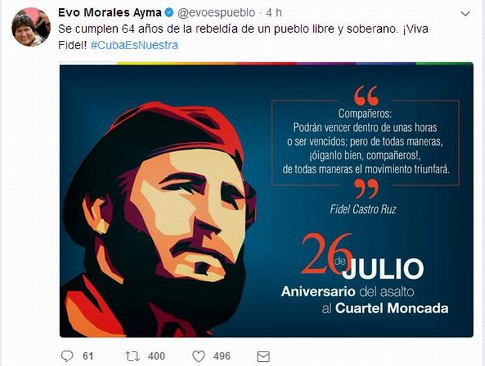 Twitter del Jefe de Estado boliviano, Evo Morales