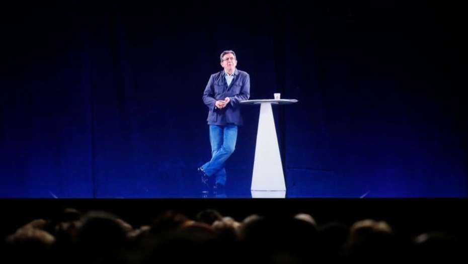 Holograma de Jean-Luc Mélenchon (AFP)