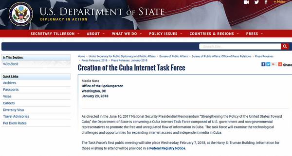 EEUU y su nueva Fuerza de Tarea para la subversión en Cuba 
