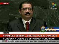 Presidente de Honduras, Manuel Zelaya en la ONU