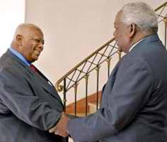 Esteban Lazo Hern&aacute;ndez, vicepresidente del Consejo de Estado de la Rep&uacute;blica de Cuba, recibi&oacute; a Sir Cuthbert Montraville Sebastian, Gobernador General de la Federaci&oacute;n de Saint Kitts y Nevis