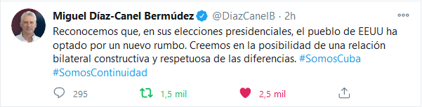 Destaca Díaz-Canel posibilidad de relación bilateral de Cuba con EE.UU