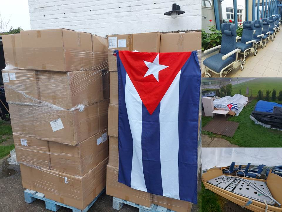 Container with medical aid for Cuba ready in Belgium