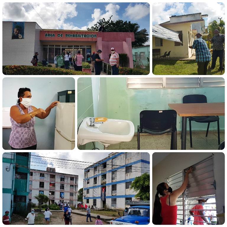 Activa jornada dominical en el alistamiento de los locales dispuestos para la intervención sanitaria
