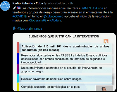  Realizará Cuba intervención sanitaria con sus candidatos vacunales contra la COVID-19