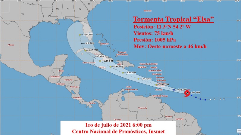 El Instituto de Meteorología emite nueva nota sobre la tormenta tropical Elsa