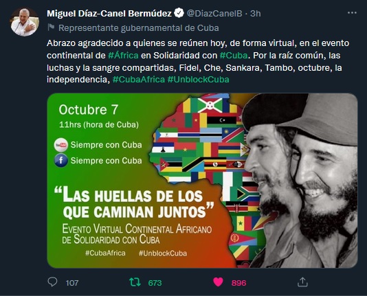 Agradece Cuba celebración de evento virtual continental africano de solidaridad