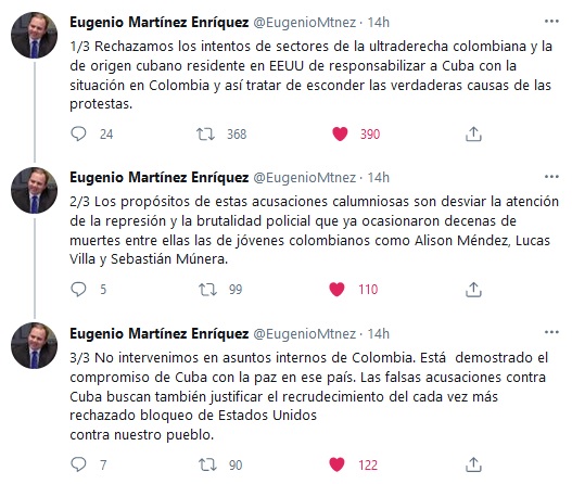 Rechaza Cuba intentos de vincularla con situación en Colombia Rechaza Cuba intentos de vincularla con situación en Colombia