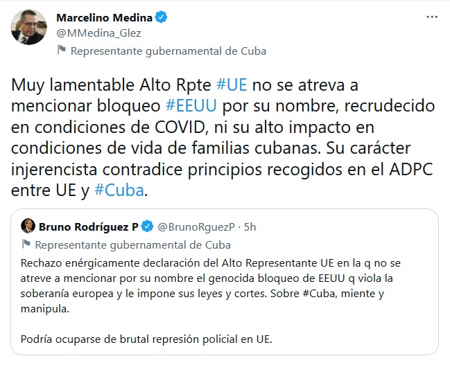 Condenan diplomáticos cubanos declaraciones de alto representante de la UE
