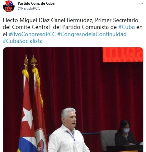 Elegido Miguel Mario Díaz-Canel Bermúdez Primer Secretario del Partido Comunista de Cuba