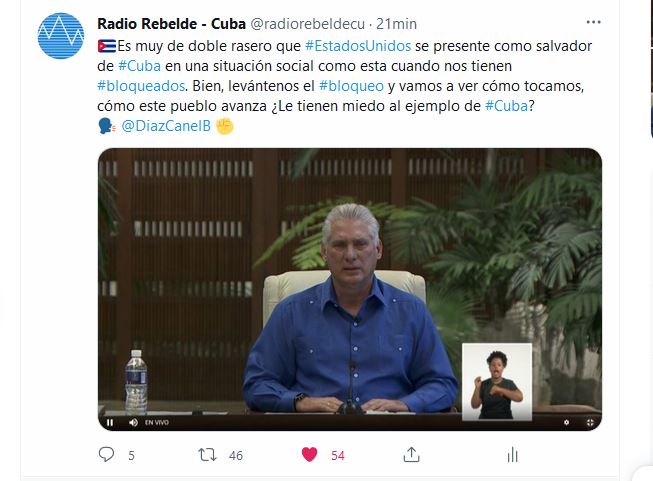 Miguel Díaz-Canel en comparecencia especial en la televisión y la radio cubanas