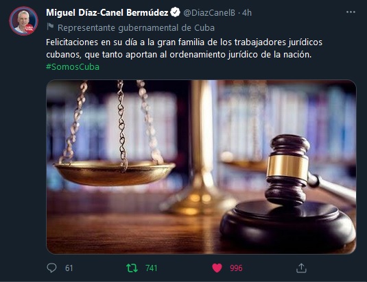 Felicita presidente cubano a juristas del país en su día Felicita presidente cubano a juristas del país en su día