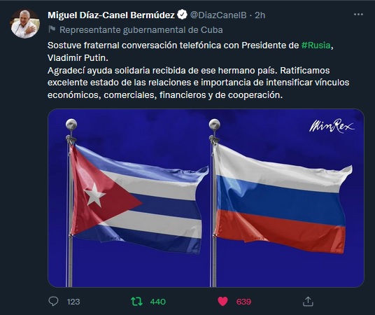 Cuba y Rusia ratifican excelente estado de sus relaciones