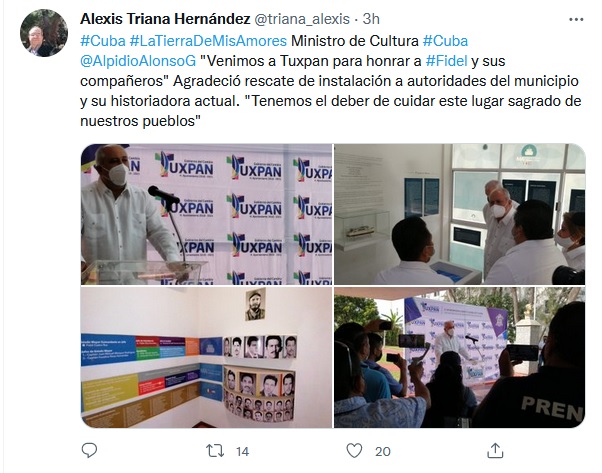 Agradece ministro cubano de Cultura rescate de museo y escultura en México