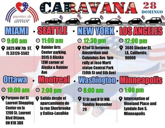 Caravanas en EE.UU y Canadá contra el bloqueo 