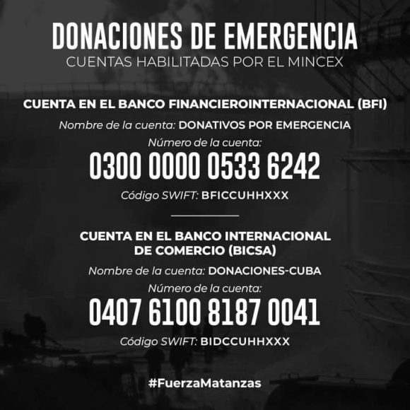 Cuenta para donaciones MINCEX