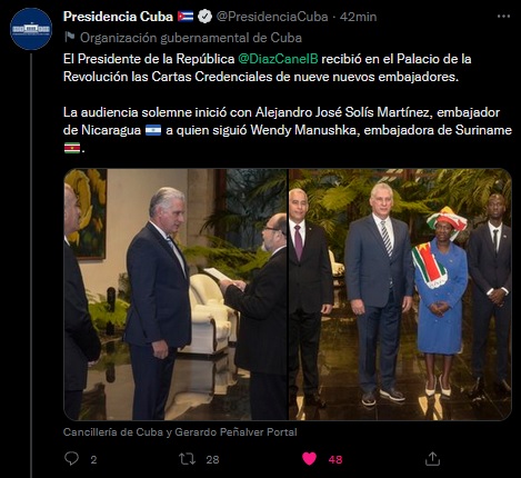 Recibe Díaz-Canel a nuevos embajadores acreditados en Cuba