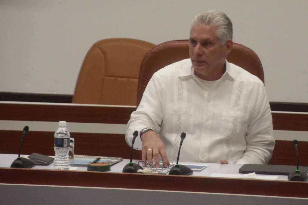 El Presidente Miguel Díaz-Canel Bermúdez, durante un nuevo intercambio con directivos y empresarios de varios sectores del país