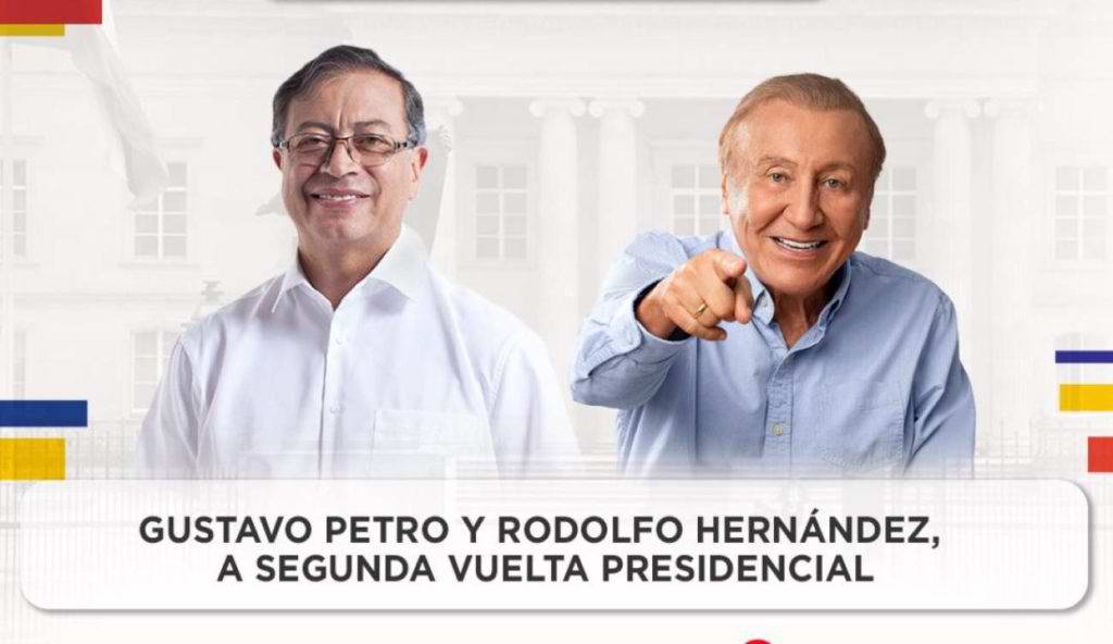 Petro y Hernández se medirán en segunda vuelta en Colombia