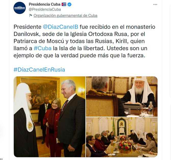 Después de su intervención en la Duma Estatal, el mandatario cubano sostuvo encuentros con los miembros del Consejo de la Federación conocido como el Senado o Cámara alta, y con el Patriarca de Moscú y de todas las Rusias, Kirill.