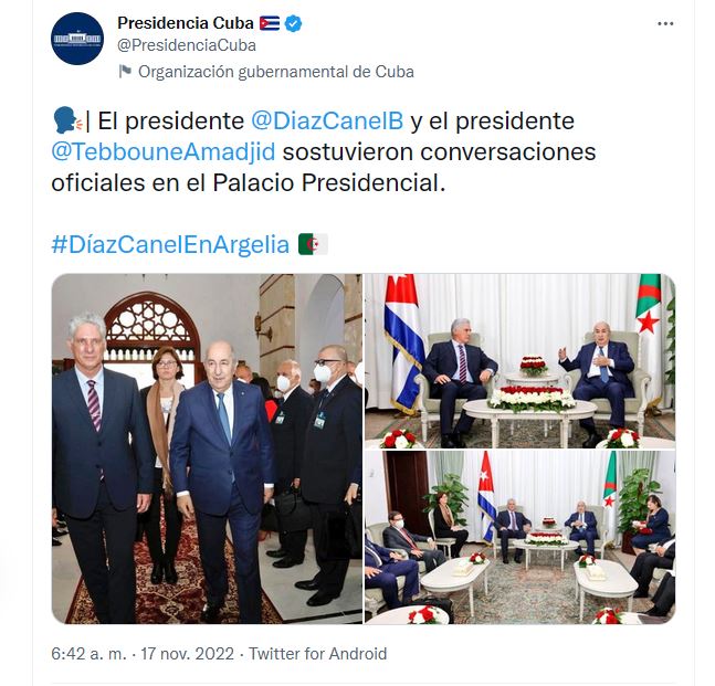 Amplia agenda de trabajo de Díaz-Canel en Argelia